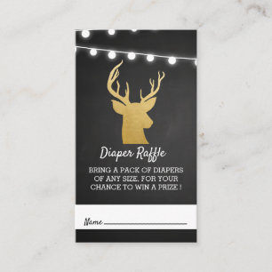 Baby Shower   Faux Gold Folie Antler Luier Raffle Informatiekaartje