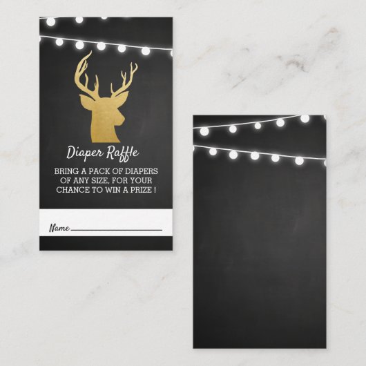 Baby Shower | Faux Gold Folie Antler Luier Raffle Informatiekaartje (Voorkant / Achterkant)