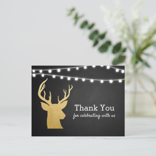 Baby Shower | Faux Gold Folie Antler | schoolbord Briefkaart (Staand voorkant)