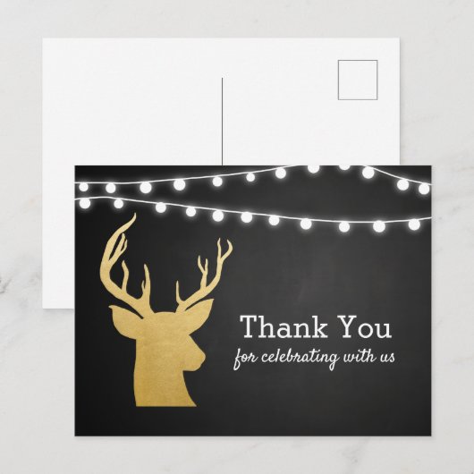 Baby Shower | Faux Gold Folie Antler | schoolbord Briefkaart (Voorkant / Achterkant)