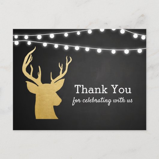 Baby Shower | Faux Gold Folie Antler | schoolbord Briefkaart (Voorkant)