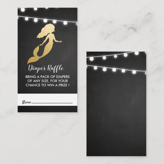Baby Shower | Faux Gold Folie Zeemeermin Luier Raf Informatiekaartje (Voorkant / Achterkant)