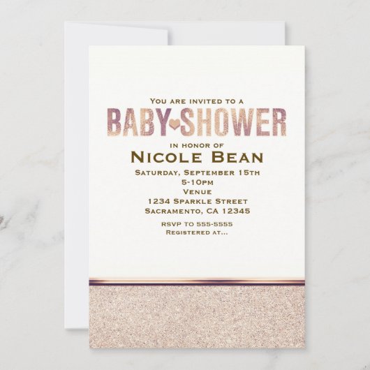 Baby shower Faux Roos Gold Champagne Uitnodiging (Voorkant)