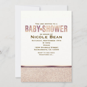 Baby shower Faux Roos Gold Champagne Uitnodiging