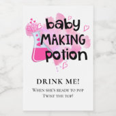 Baby shower Favor Baby Making Potion Pink Hearts Wijn Etiket (Enkel label)