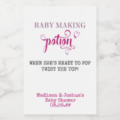 Baby shower Favor Baby Making Potion Pink Mini Wijn Etiket (Enkel label)