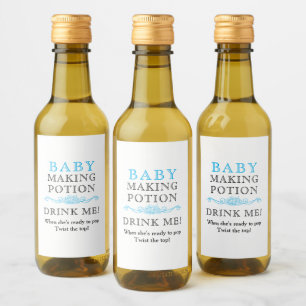Baby shower Favor Baby Making Potion Sky Blue Mini Wijn Etiket