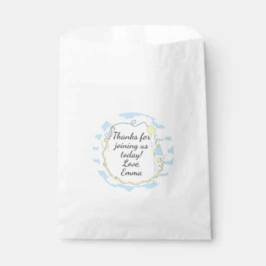 Baby shower Favor Bag, Blue, Castle in Sky Bedankzakje (Voorkant)