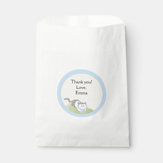 Baby shower Favor Bag, Build-a-Library, Blue Bedankzakje (Voorkant)