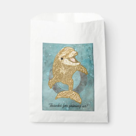 Baby shower Favor Bag, gouddolfijn Baby en mama Bedankzakje (Voorkant)