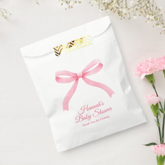 Baby shower Favor Bag Pink Bow Girly Bedankzakje (Gezegeld)