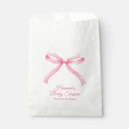 Baby shower Favor Bag Pink Bow Girly Bedankzakje