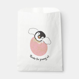 Baby shower Favor Bag, Roze, Baby Penguin Bedankzakje