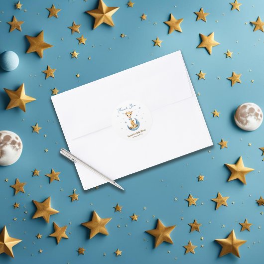 Baby shower Favor Bedankt Blue Boy Animal Giraffe Ronde Sticker