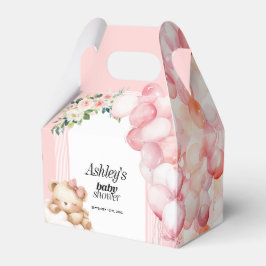 Baby shower Favor Box, Roze Beer en Ballonnen Bedankdoosjes
