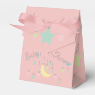 baby shower Favor Box w/Sun, Moon, Stars in Roze Bedankdoosjes