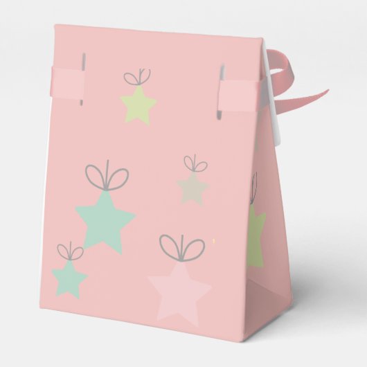 baby shower Favor Box w/Sun, Moon, Stars in Roze Bedankdoosjes (Achterkant)