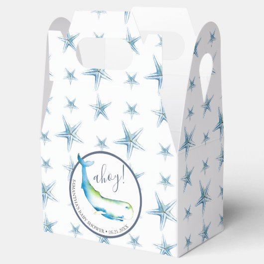 Baby shower Favor Boxes Waterverf Blauwe Walvis Bedankdoosjes (Geopend)