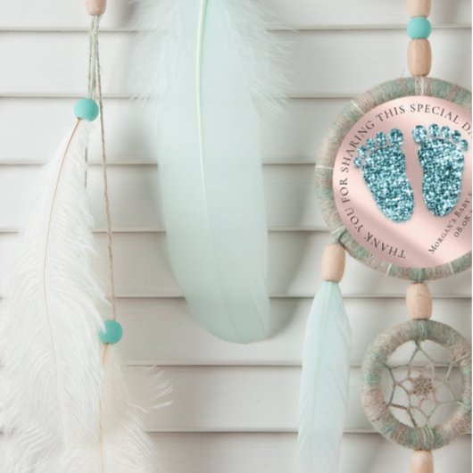 Baby shower Favor Dank Glitter Roos Glitter Feet Ronde Sticker