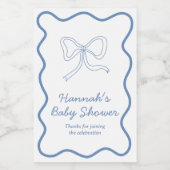 Baby shower Favor Gepersonaliseerde Blue Bow Wijnl Wijn Etiket (Enkel label)