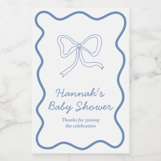 Baby shower Favor Gepersonaliseerde Blue Bow Wijnl Wijn Etiket (Enkel label)