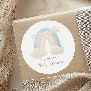 Baby Shower Favor Regenboogzegel Met Zachte Wolken Ronde Sticker