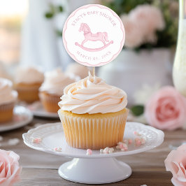 Baby Shower Favor Sticker Roze Schommelpaard Meisj