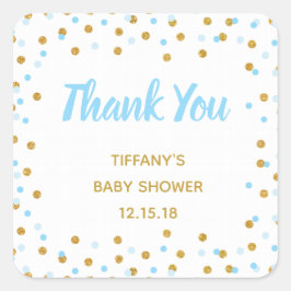 Baby shower Favor Stickers Blue Gold Glitter