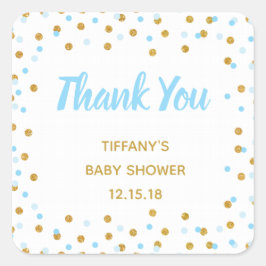 Baby shower Favor Stickers Blue Gold Glitter