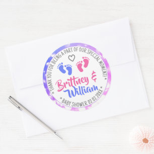 Baby shower Favor Tags pasta Girl and Boy Twins Ronde Sticker