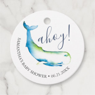 Baby shower Favor Tags Waterverf Ocean Whale Bedankjes Labels