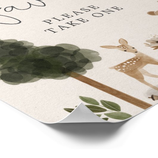 Baby shower Favors Sign Boho Woodland Poster (Hoek)