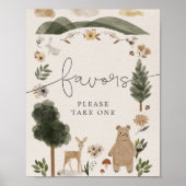 Baby shower Favors Sign Boho Woodland Poster (Voorkant)