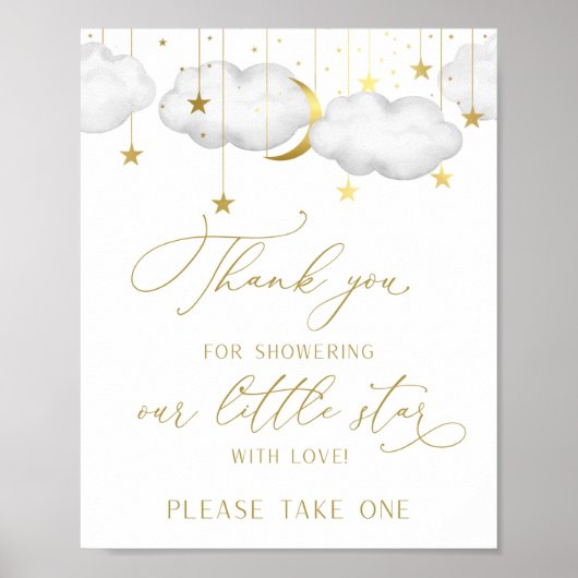 Baby shower Favors Sign, Moon and Stars Favors Poster (Voorkant)