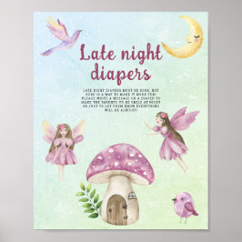 Baby shower feeëntje spel voor luiers 's nachts poster