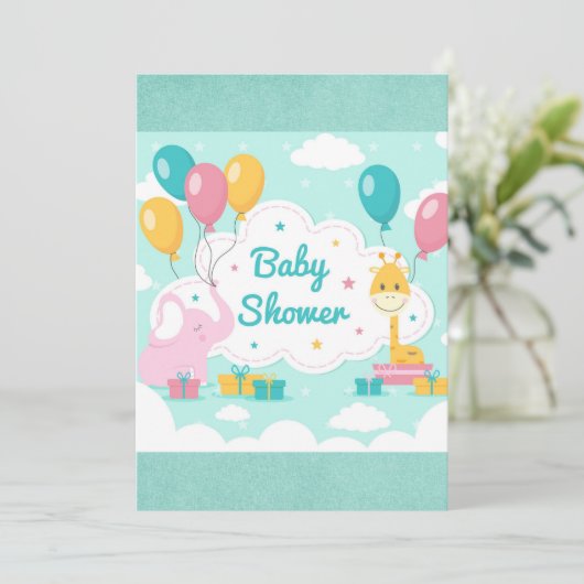 Baby Shower Feest Kaart (Staand voorkant)