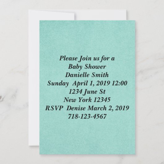 Baby Shower Feest Kaart (Achterkant)