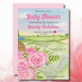 Baby Shower Feest Pioenrozen Op Golfbaan Kaart