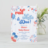 Baby Shower Feest Uitnodiging - 4 juli (Staand voorkant)