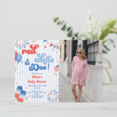 Baby Shower Feest Uitnodiging - 4 juli (Staand voorkant)