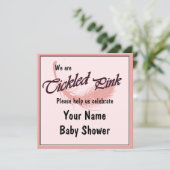 Baby shower feestelijke roze uitnodiging (Staand voorkant)