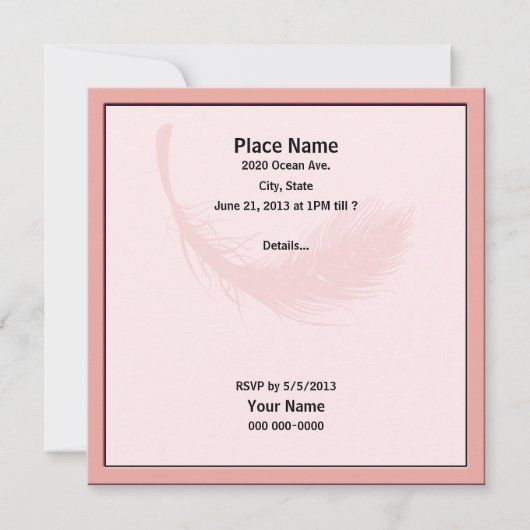 Baby shower feestelijke roze uitnodiging (Achterkant)