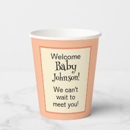 Baby Shower Feestje Perzik Geel Geometrisch Patroo Papieren Bekers