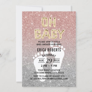 Baby shower Feet Afdrukken Roos Gold en zilver Gli Kaart