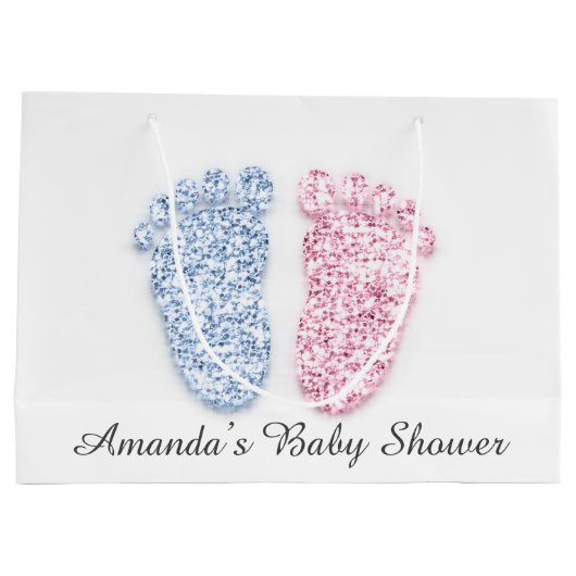 Baby shower Feet Boy Girl Naam Roze Blauw Geslacht Groot Cadeauzakje (Achterkant)