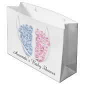 Baby shower Feet Boy Girl Naam Roze Blauw Geslacht Groot Cadeauzakje (Achterkant Gekanteld)