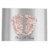 Baby shower Feet Boy Girl Name Roos Blush Groot Cadeauzakje (Achterkant)