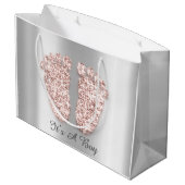 Baby shower Feet Boy Girl Name Roos Blush Groot Cadeauzakje (Achterkant Gekanteld)