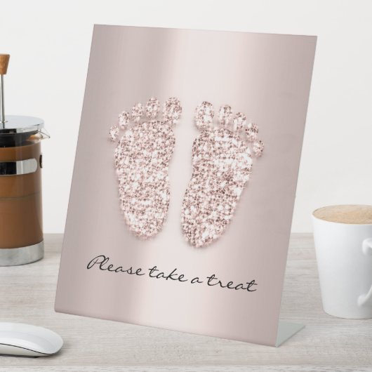 Baby shower Feet Boy Girl noemt Roos Roze Groot Reclamebord Met Voetstuk (Insitu)