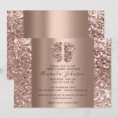 Baby shower Feet Elegant Roos Glitter Boy Girly Kaart (Voorkant / Achterkant)